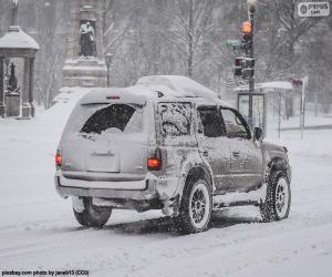 пазл Автомобиль со снегом